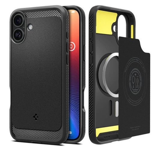 Spigen Rugged Armor MagFit Apple iPhone 16 Plus tok, Matte Black, fekete -  iPhone 16 Plus tok a Domshop kínálatából