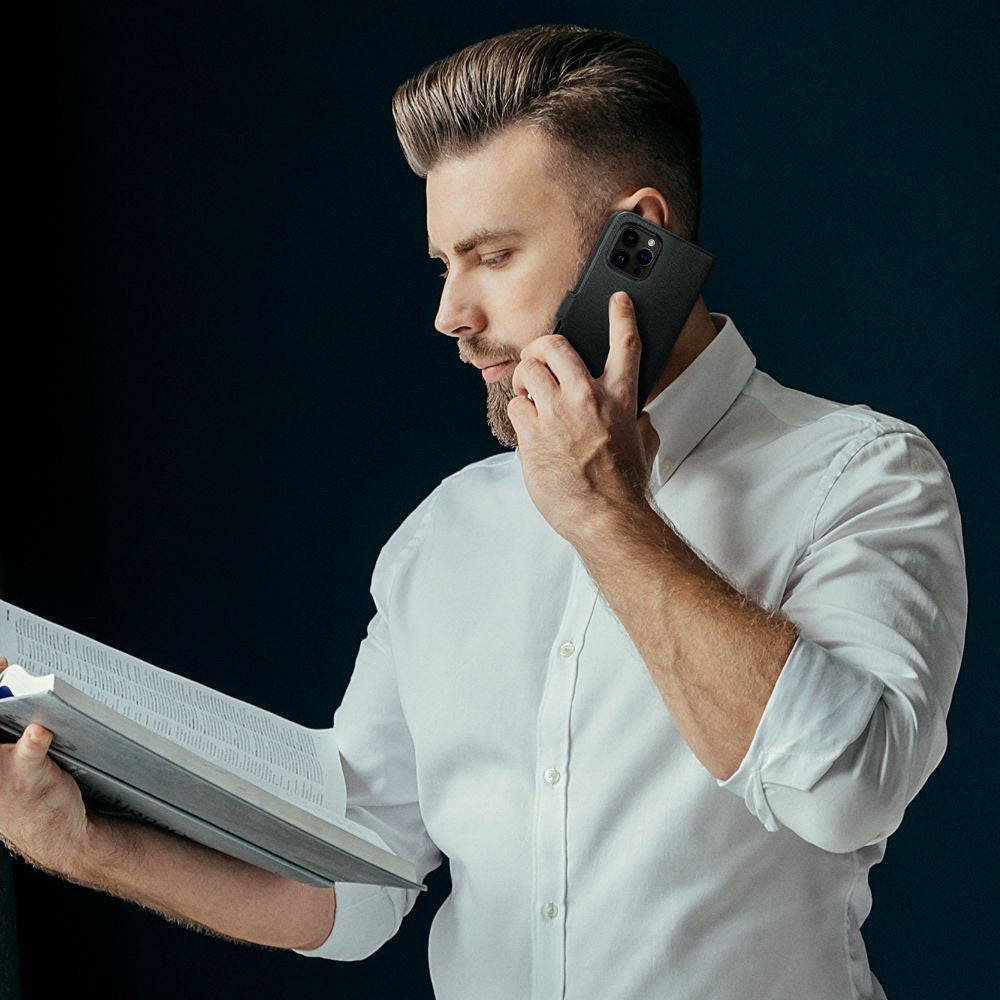 Apple iPhone 15, Oldalra nyíló tok, stand, mágnes csattal, kivehető tokkal, Magsafe töltővel kompatibilis, TP Wallett Magsafe, fekete – iPhone 15 tok a Tech Protect kínálatából | Domshop