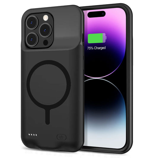 Apple iPhone 15 Pro, Szilikon tok, műanyag hátlap + Akkumulátor, 7000 mAh, LED-es, Magsafe töltővel kompatibilis, Tech-Protect PowerCase Magsafe, fekete – iPhone 15 Pro tok a Tech Protect kínálatából | Domshop