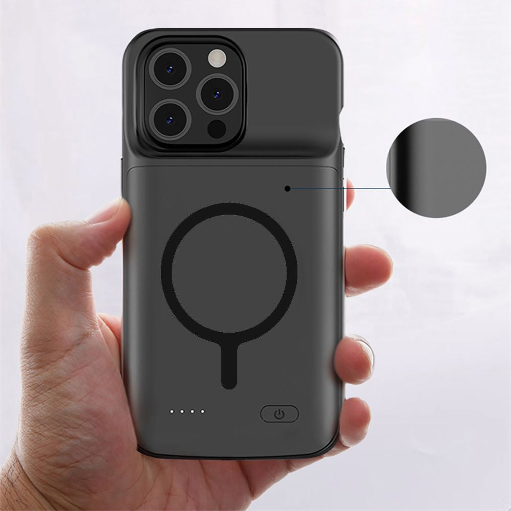 Apple iPhone 15 Pro, Szilikon tok, műanyag hátlap + Akkumulátor, 7000 mAh, LED-es, Magsafe töltővel kompatibilis, Tech-Protect PowerCase Magsafe, fekete – iPhone 15 Pro tok a Tech Protect kínálatából | Domshop