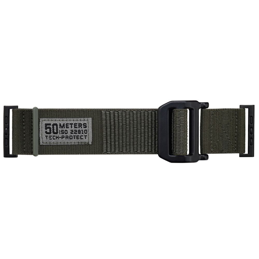 Apple Watch 4-6, SE, SE (2022) (42 / 44 mm) / Watch 7-9 (45 mm) / Watch Ultra 1-2 (49 mm), textíl pótszíj, nylon, állítható, TP Scout, sötétzöld