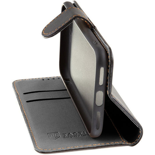 Apple iPhone 16e, Oldalra nyíló tok, stand, kártyatartóval, csatos, Tactical Field Notes, fekete – iPhone 16e tok a Tactical kínálatából | Domshop