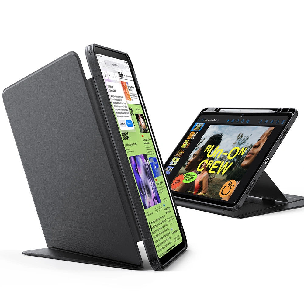 Apple iPad Air 13 (2024 / 2025), mappa tok, kitámasztóval, érintőceruza tartóval, ESR Flip Hybrid Case, fekete