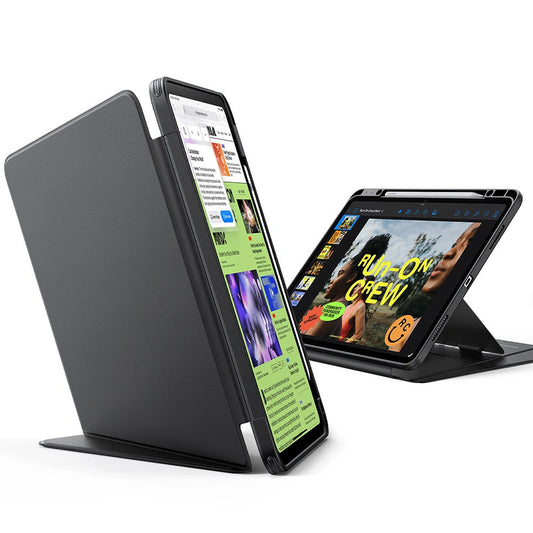 Apple iPad Air 13 (2024 / 2025), mappa tok, kitámasztóval, érintőceruza tartóval, ESR Flip Hybrid Case, fekete