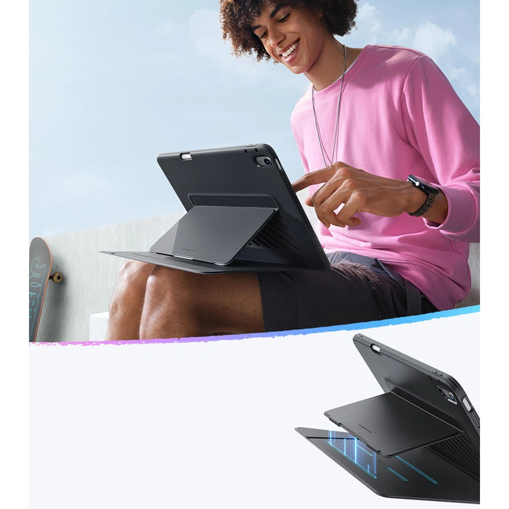Apple iPad Air 13 (2024 / 2025), mappa tok, kitámasztóval, érintőceruza tartóval, ESR Flip Hybrid Case, fekete