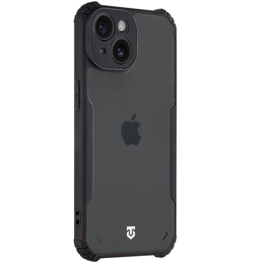 Apple iPhone 15, Szilikon tok, közepesen ütésálló, légpárnás sarok, Tactical Quantum Stealth, átlátszó/fekete