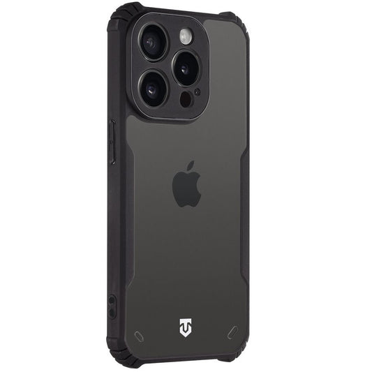 Apple iPhone 15 Pro, Szilikon tok, közepesen ütésálló, légpárnás sarok, Tactical Quantum Stealth, átlátszó/fekete