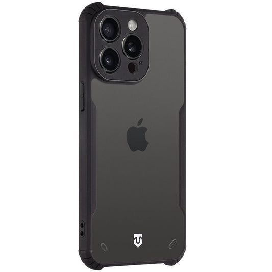 Apple iPhone 15 Pro Max, Szilikon tok, közepesen ütésálló, légpárnás sarok, Tactical Quantum Stealth, átlátszó/fekete