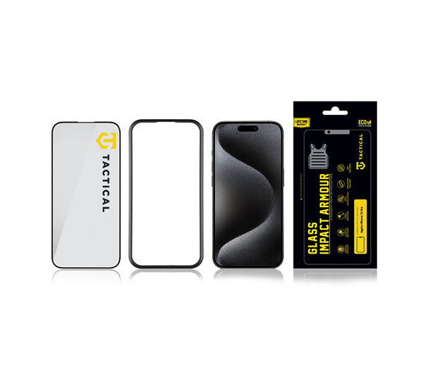 Apple iPhone 16 Pro / 17 / 17 Pro, Kijelzővédő fólia, ütésálló fólia (az íves részre is!), Tempered Glass (edzett üveg), Tactical Glass Impact Armour, fekete
