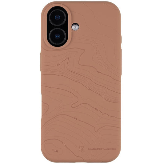 Apple iPhone 17, Szilikon tok, mikrofiber plüss belső, Magsafe kompatibilis, térkép minta, Tactical MagForce Beaver, barna