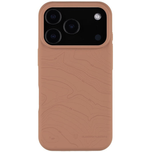 Apple iPhone 17 Pro, Szilikon tok, mikrofiber plüss belső, Magsafe kompatibilis, térkép minta, Tactical MagForce Beaver, barna
