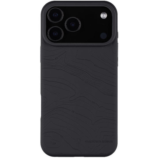 Apple iPhone 17 Pro Max, Szilikon tok, mikrofiber plüss belső, Magsafe kompatibilis, térkép minta, Tactical MagForce Beaver, sötétszürke