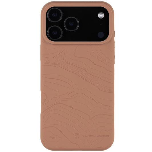 Apple iPhone 17 Pro Max, Szilikon tok, mikrofiber plüss belső, Magsafe kompatibilis, térkép minta, Tactical MagForce Beaver, barna