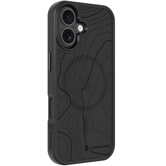 Apple iPhone 17, Műanyag hátlap védőtok + szilikon keret, közepesen ütésálló, Magsafe kompatibilis, térkép minta, Tactical MagForce Hyperstealth Sika, áttetsző/szürke