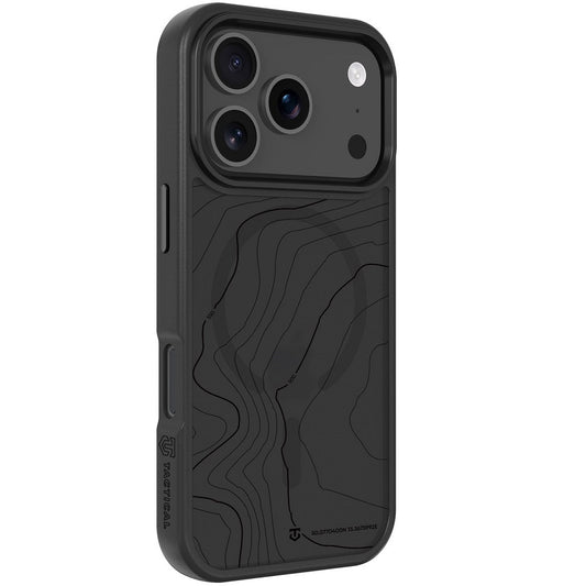 Apple iPhone 17 Pro, Műanyag hátlap védőtok + szilikon keret, közepesen ütésálló, Magsafe kompatibilis, térkép minta, Tactical MagForce Hyperstealth Sika, áttetsző/szürke