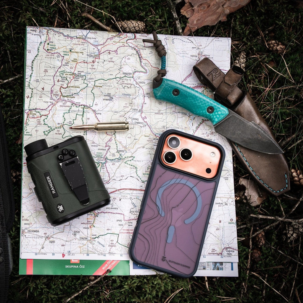 Apple iPhone 17 Pro, Műanyag hátlap védőtok + szilikon keret, közepesen ütésálló, Magsafe kompatibilis, térkép minta, Tactical MagForce Hyperstealth Sika, áttetsző/sötétkék