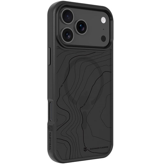 Apple iPhone 17 Pro Max, Műanyag hátlap védőtok + szilikon keret, közepesen ütésálló, Magsafe kompatibilis, térkép minta, Tactical MagForce Hyperstealth Sika, áttetsző/szürke