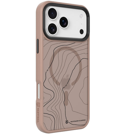 Apple iPhone 17 Pro Max, Műanyag hátlap védőtok + szilikon keret, közepesen ütésálló, Magsafe kompatibilis, térkép minta, Tactical MagForce Hyperstealth Sika, áttetsző/barna