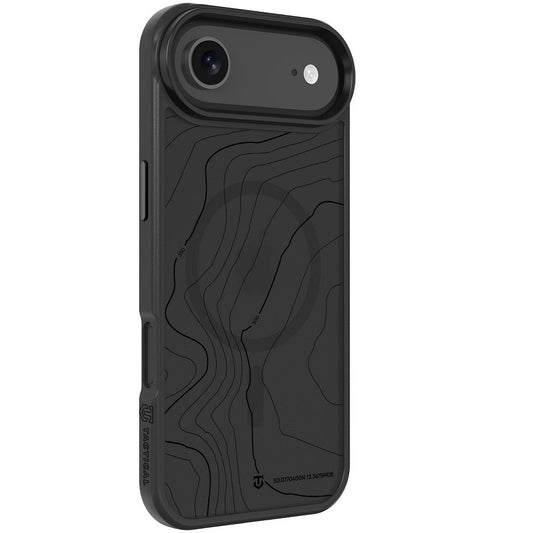 Apple iPhone Air (2025), Műanyag hátlap védőtok + szilikon keret, közepesen ütésálló, Magsafe kompatibilis, térkép minta, Tactical MagForce Hyperstealth Sika, áttetsző/szürke