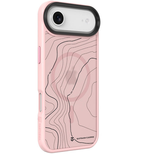 Apple iPhone Air (2025), Műanyag hátlap védőtok + szilikon keret, közepesen ütésálló, Magsafe kompatibilis, térkép minta, Tactical MagForce Hyperstealth Sika, áttetsző/rózsaszín