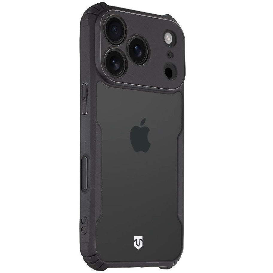 Apple iPhone 17 Pro, Szilikon tok, közepesen ütésálló, légpárnás sarok, Tactical Quantum Stealth, átlátszó/fekete