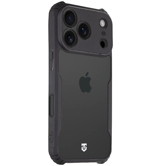 Apple iPhone 17 Pro, Szilikon tok, közepesen ütésálló, légpárnás sarok, Tactical Quantum Stealth, átlátszó/fekete
