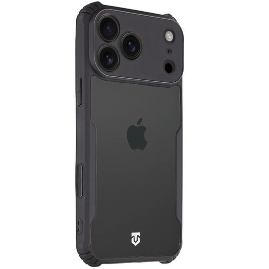 Apple iPhone 17 Pro Max, Szilikon tok, közepesen ütésálló, légpárnás sarok, Tactical Quantum Stealth, átlátszó/fekete