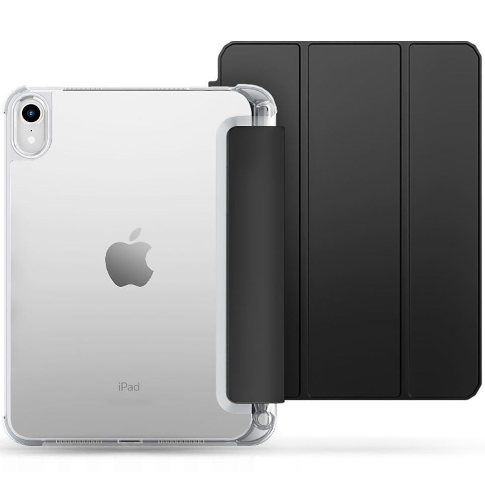 Apple iPad 10.9 (2022) / iPad 11 (2025), mappa tok, közepesen ütésálló, érintőceruza tartó, érintőceruza nélkül, átlátszó hátlap, Smart Case, TP SC Pen Holder Hybrid, fekete – iPad 10.9" (2022) és iPad 11" (2025) tok a Tech Protect kínálatából | Domshop