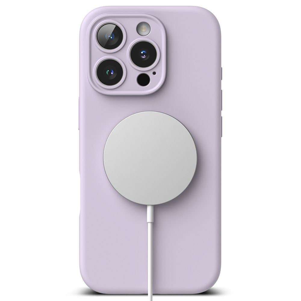 Apple iPhone 16 Pro Max, Szilikon tok, mikrofiber belső, közepesen ütésálló, Magsafe kompatibilis, Ringke Silicone Magnetic, lila – iPhone 16 Pro Max tok a Ringke kínálatából | Domshop