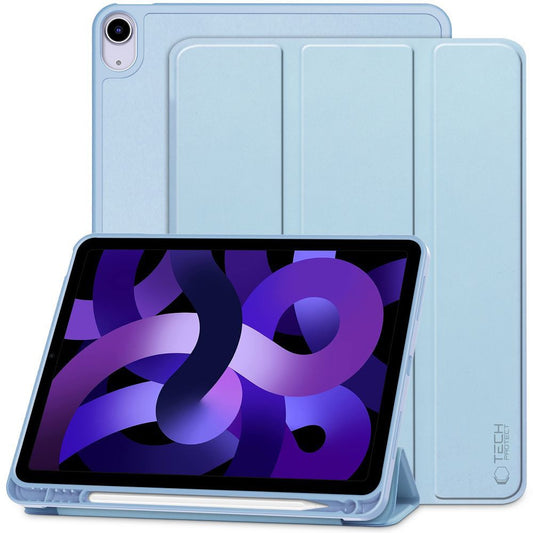 Apple iPad Air (2020 / 2022) / iPad Air 11 (2024 / 2025), mappa tok, közepesen ütésálló, érintőceruza tartó, érintőceruza nélkül, Smart Case, TP SC Pen Holder, világoskék – iPad Air 10.9" (2020/2022) és 11" (2024/2025) tok a Tech Protect kínálatából | Domshop