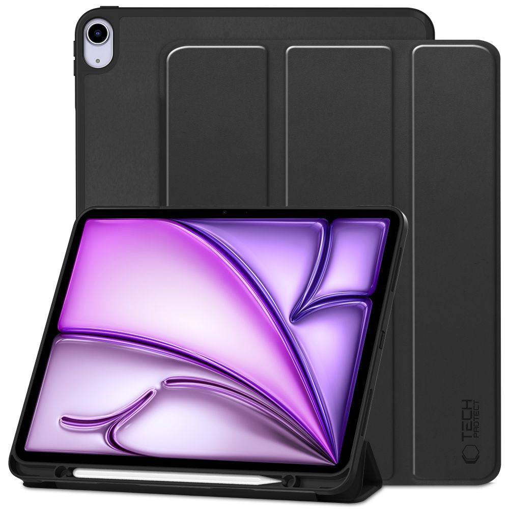 Apple iPad Air 13 (2024 / 2025), mappa tok, közepesen ütésálló, érintőceruza tartó, érintőceruza nélkül, Smart Case, TP SC Pen Holder, fekete – iPad Air 13" (2024/2025) tok a Tech Protect kínálatából | Domshop