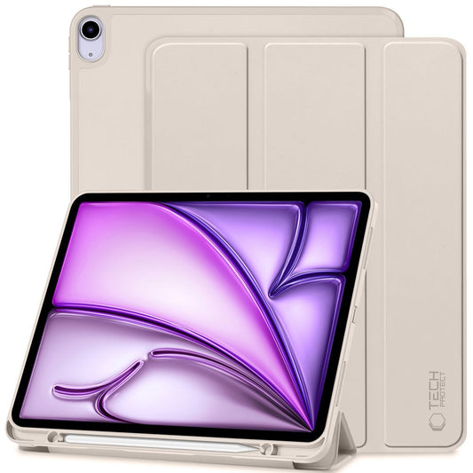 Apple iPad Air 13 (2024 / 2025), mappa tok, közepesen ütésálló, érintőceruza tartó, érintőceruza nélkül, Smart Case, TP SC Pen Holder, bézs – iPad Air 13" (2024/2025) tok a Tech Protect kínálatából | Domshop