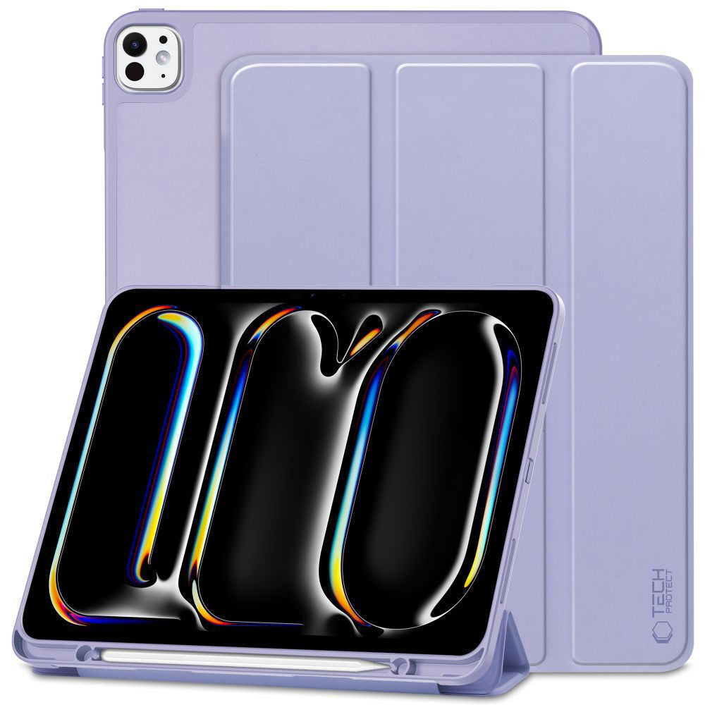 Apple iPad Pro 13 (2024), mappa tok, közepesen ütésálló, érintőceruza tartó, érintőceruza nélkül, Smart Case, TP SC Pen Holder, lila – iPad Pro 13" (2024) tok a Tech Protect kínálatából | Domshop