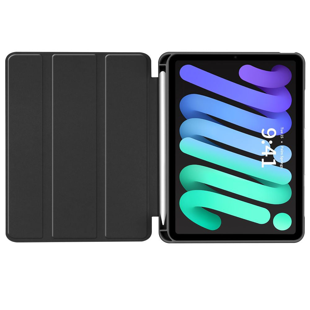 Apple iPad Mini (2021 / 2024) (8.3), mappa tok, közepesen ütésálló, érintőceruza tartó, érintőceruza nélkül, Smart Case, TP SC Pen Holder, fekete – iPad Mini 6 (2021) és iPad Mini 7 (2024) tok a Tech Protect kínálatából | Domshop