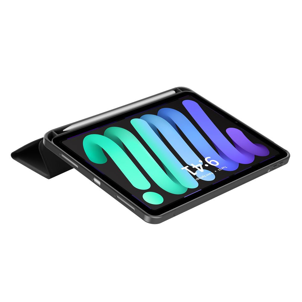 Apple iPad Mini (2021 / 2024) (8.3), mappa tok, közepesen ütésálló, érintőceruza tartó, érintőceruza nélkül, Smart Case, TP SC Pen Holder, fekete – iPad Mini 6 (2021) és iPad Mini 7 (2024) tok a Tech Protect kínálatából | Domshop
