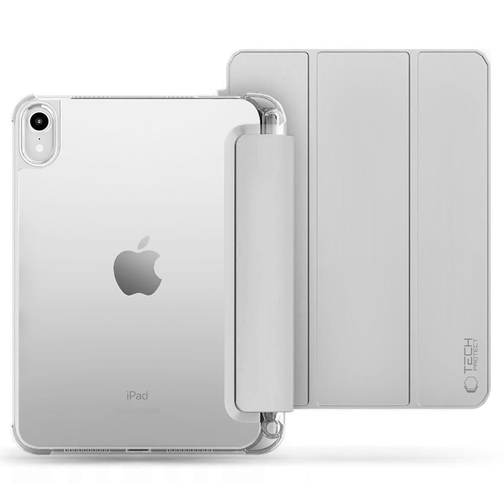 Apple iPad 10.9 (2022) / iPad 11 (2025), mappa tok, közepesen ütésálló, érintőceruza tartó, érintőceruza nélkül, átlátszó hátlap, Smart Case, TP SC Pen Holder Hybrid, szürke – iPad 10.9" (2022) és iPad 11" (2025) tok a Tech Protect kínálatából | Domshop
