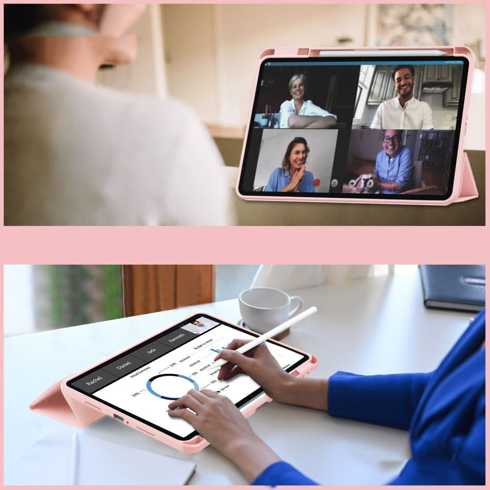 Apple iPad 10.9 (2022) / iPad 11 (2025), mappa tok, közepesen ütésálló, érintőceruza tartó, érintőceruza nélkül, átlátszó hátlap, Smart Case, TP SC Pen Holder Hybrid, szürke – iPad 10.9" (2022) és iPad 11" (2025) tok a Tech Protect kínálatából | Domshop