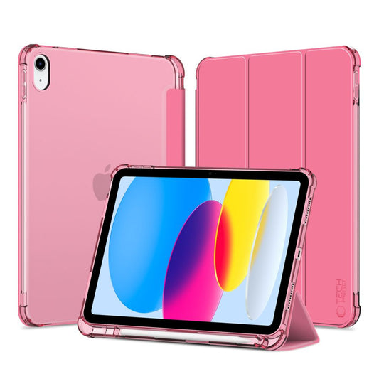 Apple iPad 10.9 (2022) / iPad 11 (2025), mappa tok, közepesen ütésálló, érintőceruza tartó, érintőceruza nélkül, színes átlátszó hátlap, Smart Case, TP SC Pen Holder Hybrid, magenta – iPad 10.9" (2022) és iPad 11" (2025) tok a Tech Protect kínálatából | Domshop