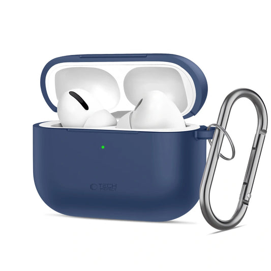 Tech-Protect AirPods Pro 3 szilikon tok, karabinerrel, kék -  AirPods Pro 3 tok a Domshop kínálatából