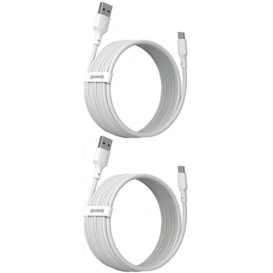 USB töltő- és adatkábel, USB Type-C, 150 cm, 5000 mA, 40W, törésgátlóval, gyorstöltés, PD, Baseus Simple Wisdom, TZCATZJ-02, fehér, 2 db / csomag -  USB-C kábel a Domshop kínálatából
