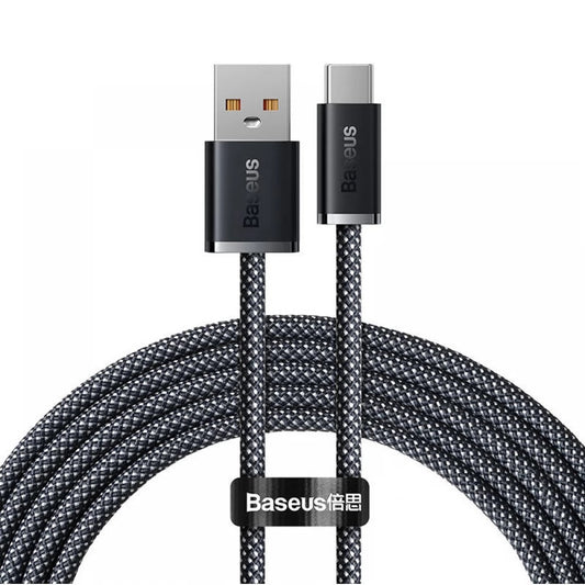 USB töltő- és adatkábel, USB Type-C, 200 cm, 6000 mA, 100W, gyorstöltés, cipőfűző minta, Baseus Dynamic, CALD000716, fekete -  USB-C kábel a Domshop kínálatából