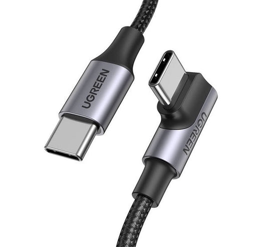 Ugreen US334 USB-C / USB-C gyorstöltő derékszögű töltő- és adatkábel, 100W, 1m, fekete -  USB-C kábel a Domshop kínálatából