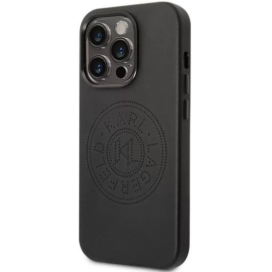 Apple iPhone 14 Pro, Műanyag hátlap védőtok + szilikon keret, bőrhatású hátlap, Karl Lagerfeld logo minta, Karl Lagerfeld Leather Perforated Logo, fekete – iPhone 14 Pro tok a Karl Lagerfeld kínálatából | Domshop