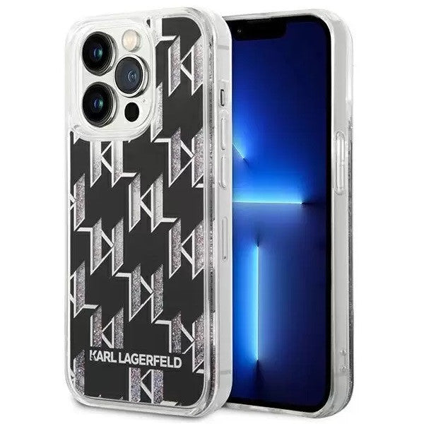 Apple iPhone 14 Pro Max, Műanyag hátlap védőtok, Monogram minta, Karl Lagerfeld Monogram Liquid Glitter, fekete – iPhone 14 Pro Max tok a Karl Lagerfeld kínálatából | Domshop